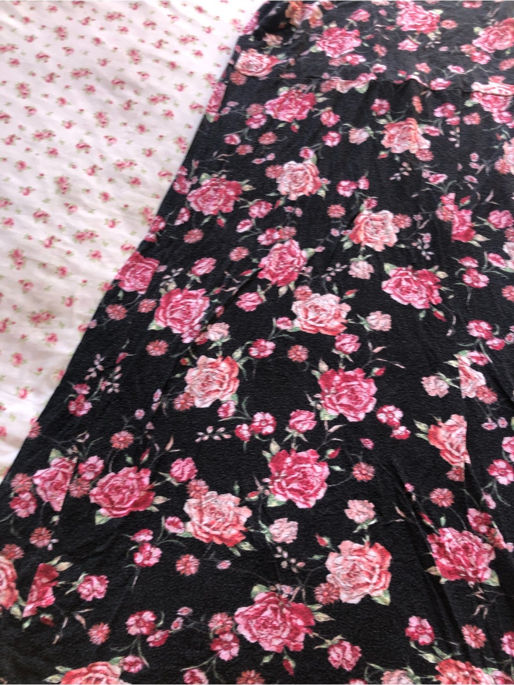 Black Maxi Skirt with Pink Rose Print - Picture 3 of 12